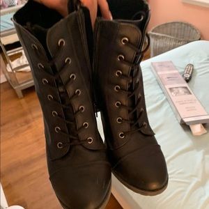 Black combat boot